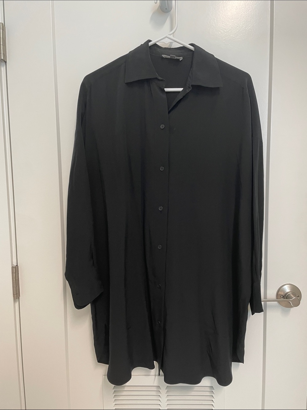 Vince Black Longline Button-Up Blouse